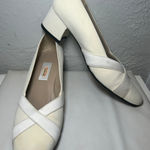 Talbots  Block 1.75" Heel Pumps Criss Cross Straps Classic‎ Shoes 7.5N Cream Photo 0