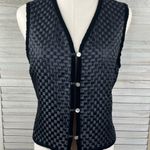 Kenar ANN TJIAN (for ) Vest 100% Silk Basketweave w Velvet Trim Black-Medium Photo 0
