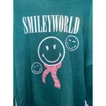 Smiley World Graphic Sweatshirt Dress Green Long Sleeve Casual Trendy Size M Photo 1