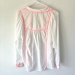 Pilcro Anthropologie  Embroidered Peasant Blouse White Pink Feminine Collared Photo 8