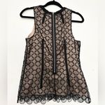 BCBGMAXAZRIA  Black Cocktail Dress W/Peek-A-Boo Circle Lace Top & Collar, Size XS Photo 1