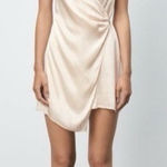ZARA  Satin Effect Wrap Dress Mini Beige Pink‎ size small Photo 0
