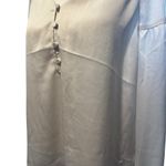 EXPRESS  Womens M Button V-neck Blouse Cream Ivory Business Casual Office Neutral Photo 2