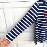 Talbots Womens Shirt Blue White Striped Jingle Belle Red Velvet Medium Petite Photo 5