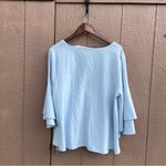 Lane Bryant NEW Womens Shirt Blouse Blue V Neck Tiered Flare Sleeve 14/16 Photo 2
