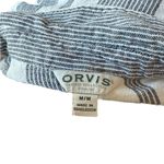 Orvis Linen Black White Striped Coastal Casual Long Sleeve Button Up Shirt Top Photo 3