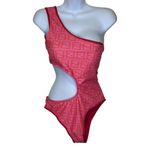 Fendi NWT Pink Logo One-Shoulder Cutout One Piece Swimsuit Size Large Photo 0