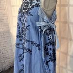 Parker Newton Blue White Stripe Scalloped Embroidered Eyelet Dress Size XS Photo 6