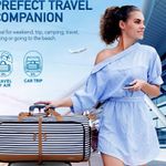 Travel Duffel Bag Bag for Women 80L Large Duffel Bag Foldable Weekender Bag with Shoes Compartment, Blue Stripes Photo 1