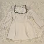 NWOT NADINE MERABI Kimberly Rhinestone Long Sleeve White Minidress Sz 14 Photo 3