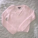 Almost Famous Pink Knit Lace-up Sweater Photo 0