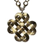 Vintage Gold Tone Woven Celtic Knot Pendent Statement Necklace Gold Photo 3