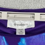 Dressbarn Dress 14 Blue Purple Watercolor Tiered Ruffle Midi Flowy Vacation Photo 5