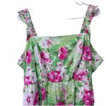 Torrid  Pink Green Floral Tiered Ruffle Smocked Poplin Sun Dress‎ Size 2X Pockets Photo 6