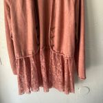 Vocal  USA Rose‎ Faux Suede Lace Trim Long Slv Open Front Cardigan Western Boho Photo 2
