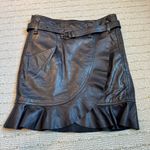 Isabel Marant NWT Qing Belted Ruffle Leather Black Mini Skirt Photo 3