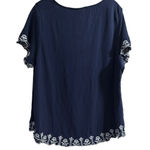 Charter Club  Navy Top with White Floral Trim Photo 5