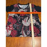 Susan Graver Womens Black Paisley Print V Neck 3/4 Sleeve Top Medium Blouse Work Photo 5