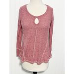 Almost Famous Knit Scoop Neck Long Sleeve Top Heather Reddish Pink Size Medium Photo 12