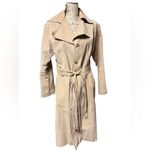 Jennyfer J 100% Leather Long Tan Belted Trench Coat Women size 10 Photo 3