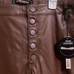 Dollhouse  Vegan Leather Pants 22W High Rise Flare Leg Button Fly Burnt Caramel Photo 4
