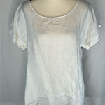 Terzo Millennio Made In Italy 100% Linen Tunic Top Blouse w/Button Back White Size M Photo 0
