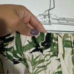 J.Jill Linen Leave Print Pants Wide Leg Ankle Slit Size Large Photo 8