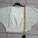 Free People Women White Faff & Fringe Pullover Sweater Scoop Neck size Large. Photo 6