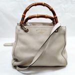 Gucci  Bamboo Shopper Ivory Leather 2way Satchel Bag - Preowned Photo 0