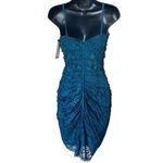 Dolce & Gabbana  Petrol Blue Ruched Lace Bustier Dress Photo 15