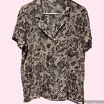 Mystree  Floral Print Button Down Short Sleeve Blouse 
Size Large Photo 1