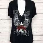 Papaya Never Stop Dreaming Oversized Deep V Neck Black Choker T-shirt Size Small Photo 1