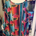 Crazy Train reversible, poncho style tunic top. Sarape, flowers and Leopard Photo 1