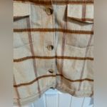 Joie  Tan Plaid Cropped Fleece Jacket Photo 4