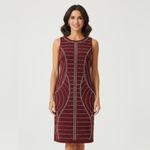Leslie Fay Leslie Fay Burgundy Sheath Dress Women’s Sleeveless Studded Embellished Photo 1