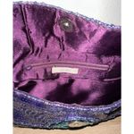 Ecote Beaded Purple Blue Shiny Metal Glamour Sequin Wallet Clutch Wristlet Vtg Photo 5