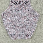 Hollister  Womens Crochet Top S Blue Pink Baby Doll Halter Cropped Scalloped Hem Photo 8