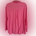 Old Navy Sparkle Berry Pink The Boyfriend Shirt Size L Linen Blend Photo 2