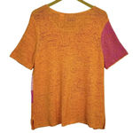 Y2K JH Collectibles Artsy Floral Knit Short Sleeve Sweater XL Pink Orange Top Photo 1