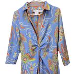 Gretchen Scott Twist and Shout Blue Plume Stretch Sheath Dress Size SMALL Photo 2