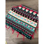 Christmas Santa Reindeer Snowman Fair Isle Poncho One Size Tassel Trim Black Photo 2