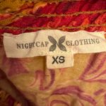 Nightcap  Clothing XS Red Orange Bohemian Ruffle Hi Low Linen Blend Skirt Photo 7