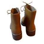 Madewell  Leather Lace Up Boots Lug Sole Size 6 Tan Photo 5