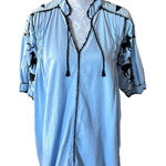 Carolina K Printed Midi Length Kaftan Dress Embroidered Womens Small Blue Photo 0