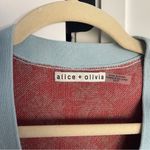 Alice + Olivia  Cardigan Minako‎ Multipattern V-Neck Button Front Floral Sweater Photo 2