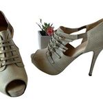 Escada Buckled High Heel Womens Shooties Sz 40 Texture Leather Grunge Platform Green Photo 0