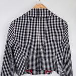 J. Crew Preppy Moto Jacket Womens 10 Blue White Gingham Plaid Cotton Linen NWOT Photo 6