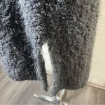 POL Gray Fuzzy Long Cardigan Sweater Medium Cozy Fall Layering Neutral Knit Photo 7
