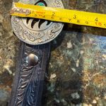 Siskiyou Vintage 1995 Bear Baw Silver Belt Buckle Black Leather Belt‎ 41” Photo 6