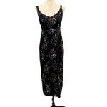 Urban Outfitters  Mikayla Floral Midi Dress Cat Print‎ Satin Black Size Small Photo 2